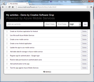 HTML/JavaScript Azure